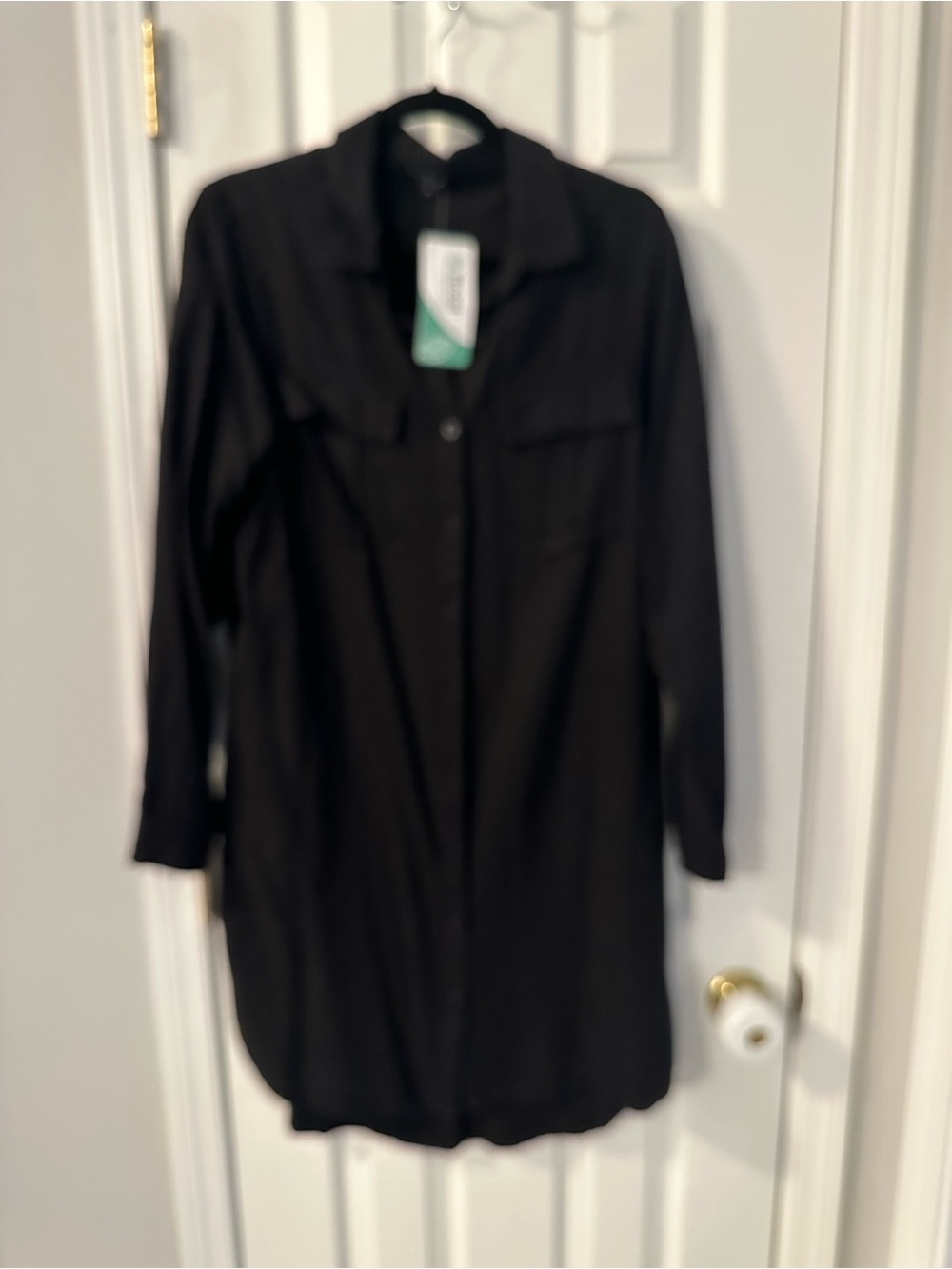 Womens Black Shirt Dress - Classic Long-Sleeve
